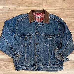 Vintage Marlboro Country Store Denim Jacket with Leather Collar Large
